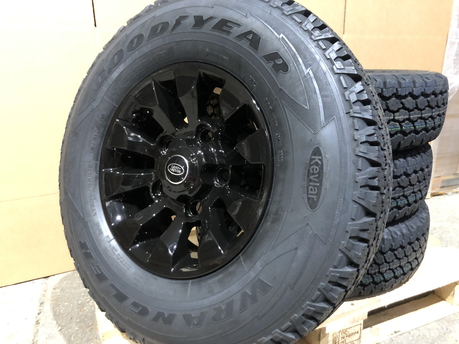 Land Rover Genuine 16″ Wolf Rims fitted with Goodyear G90 7.50r16 Tyres ...