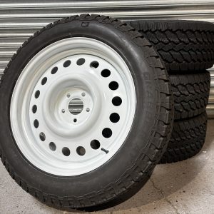 GENERAL GRABBER AT3 255/55R20 ON 20" WHITE STEEL WHEELS X 4