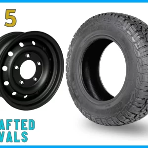 Comforser AT 235/85r16 on 16″ Satin Black Wolf Style Steel Rims (ET20) to fit Defender x 5