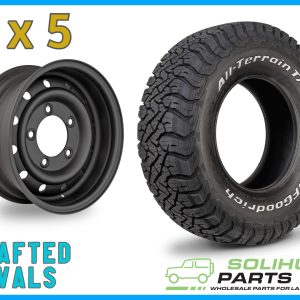 BFGoodrich All Terrain KO3 235/85r16 & SATIN Wolf Style Steel Rims (ET0) to fit Defender x 5