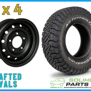 BFGoodrich All Terrain KO3 235/85r16 & SATIN Wolf Style Steel Rims (ET20) to fit Defender x 4