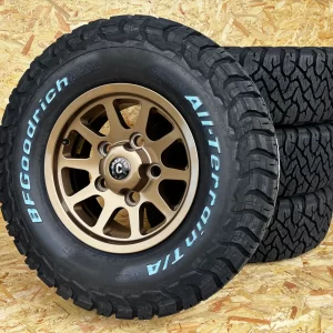 16″ SQUADRON BRONZE ALLOYS + BFGOODRICH ALL TERRAIN KO3 – 265/75R16 TYRES X 4