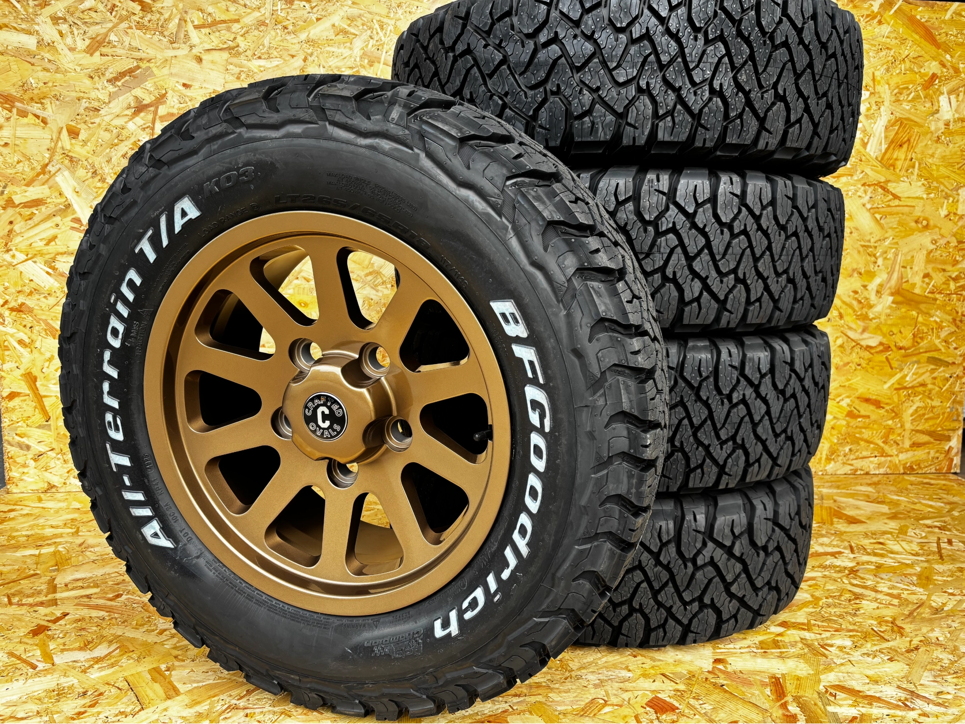 18″ SQUADRON BRONZE ALLOYS + BFGOODRICH ALL TERRAIN KO3 – 265/65R18 TYRES X 5