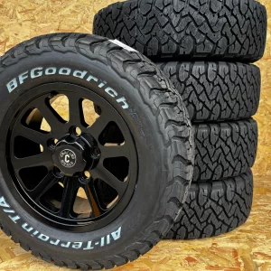 18″ SQUADRON BLACK ALLOYS + BFGOODRICH ALL TERRAIN KO3 – 265/65R18 TYRES X 5