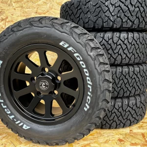 18″ SQUADRON SATIN BLACK ALLOYS + BFGOODRICH ALL TERRAIN KO3 – 265/65R18 TYRES X 5