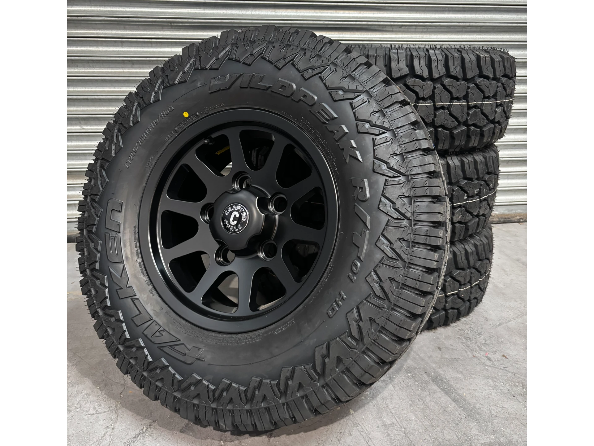 16″ SQUADRON SATIN BLACK ALLOYS + Falken Wildpeak RT 265/75r16 x 4