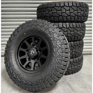 16″ SQUADRON SATIN BLACK ALLOYS + Falken Wildpeak RT 265/75R16 x 5