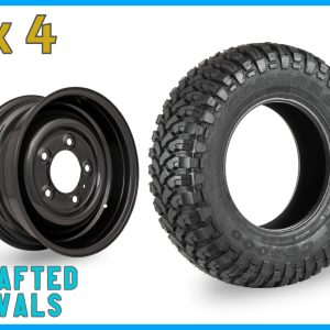 Comforser MUD 235/85r16 + 16″ Gloss Black Classic Steel Rims (ET20) to fit Defender x 4