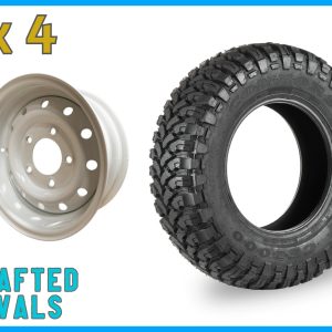 Comforser MUD 235/85r16 + 16″ WHITE Wolf Style Steel Rims (ET0) to fit Defender x 4