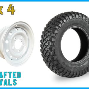 Comforser MUD 235/85r16 + 16″ WHITE Wolf Style Steel Rims (ET20) to fit Defender x 4