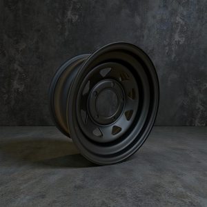 8 SPOKE 16″ X 8 STEEL RIM (ET0) – SATIN BLACK