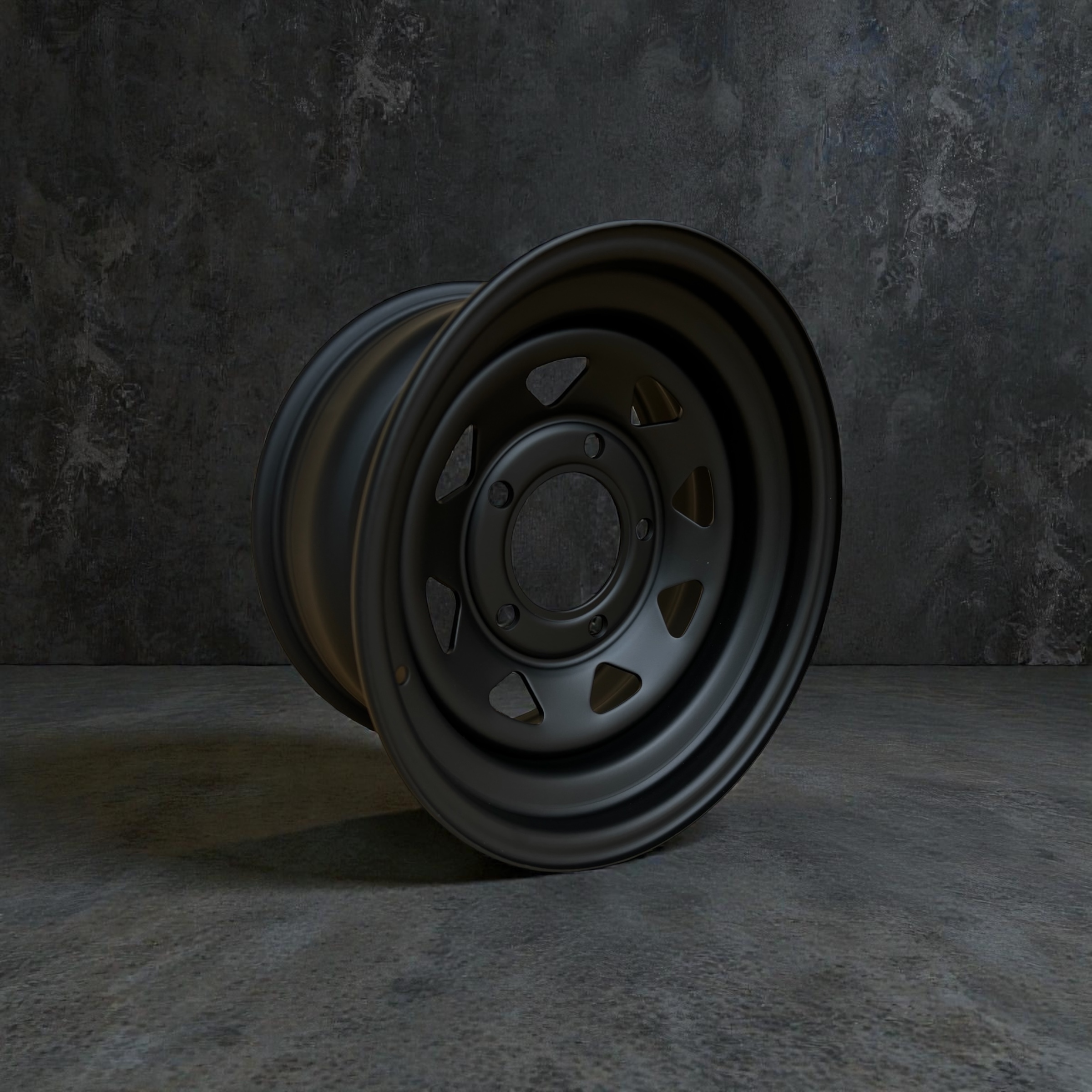 8 SPOKE 16″ X 8 STEEL RIM (ET0) – SATIN BLACK